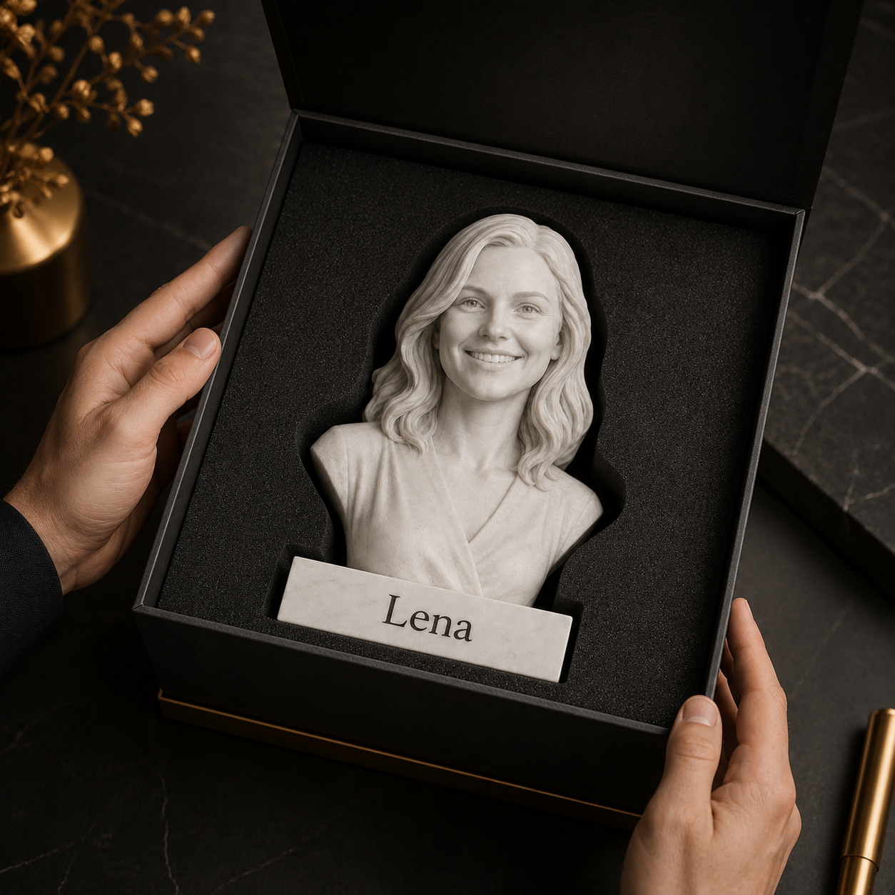 Sicher verpackte personalisierte Büste als Geschenk