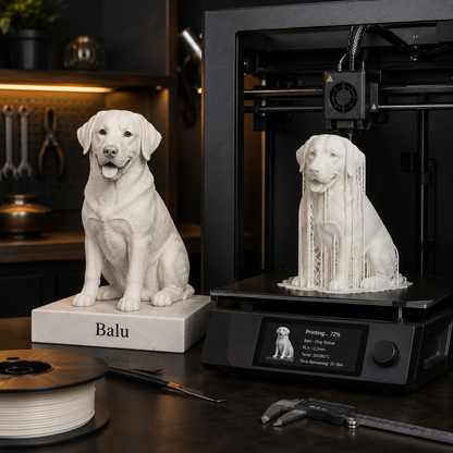 Produktion einer personalisierten Hunde-Figur im 3D-Druck