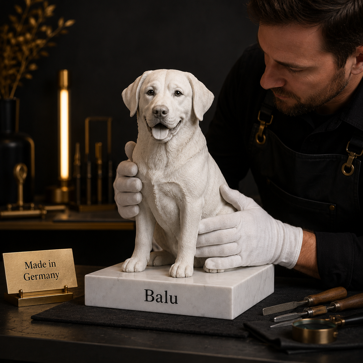 Made in Germany Qualitätskontrolle für personalisierte Hunde-Figuren
