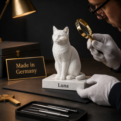 Made in Germany Qualitätskontrolle für personalisierte Katzen-Figuren