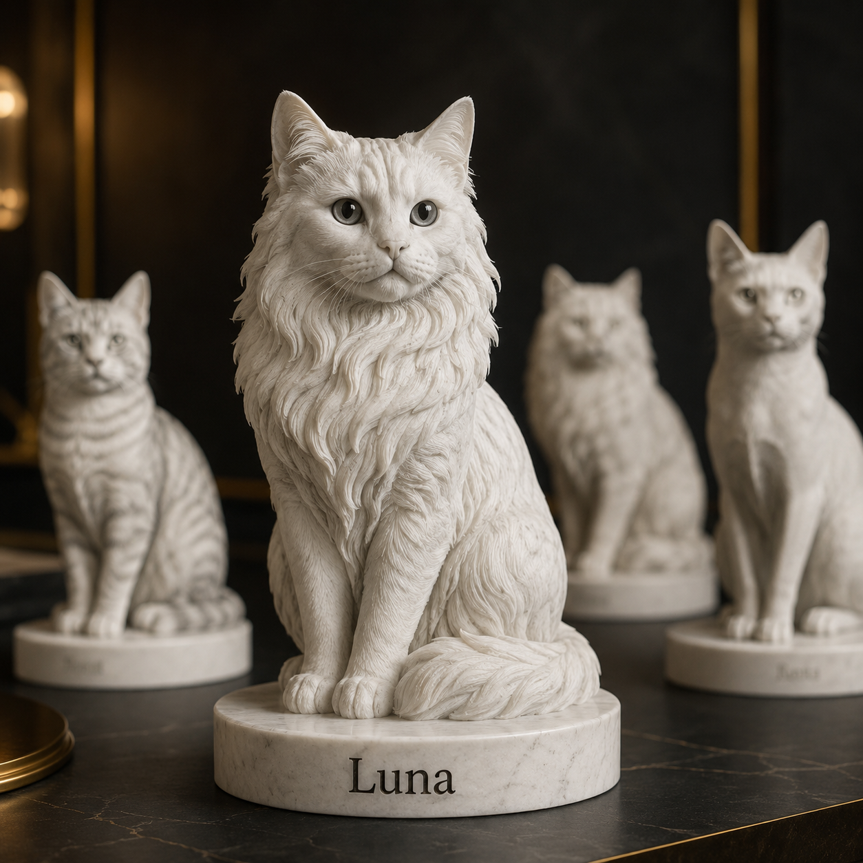 Premium Verkaufsbild für personalisierte Katzen-Figuren nach Foto